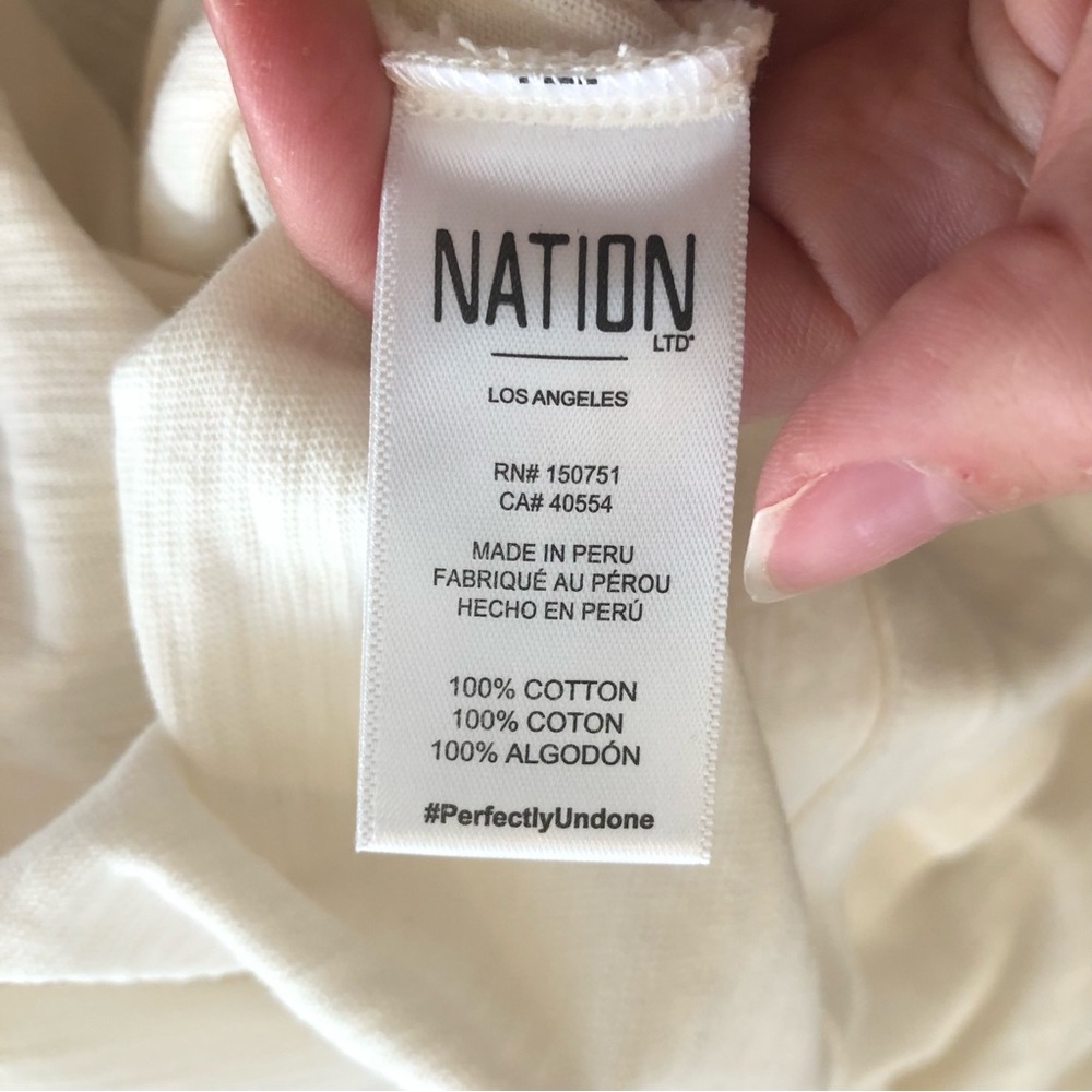 Nation LTD Regina tee ruffle tiered exaggerated statement sleeves cotton - Picture 6 of 6